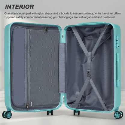 KSK2494 - Kono 24 Inch Minimalist Hard Shell ABS+PC Check-In Suitcase with TSA Lock 360° Spinner Wheels - Blue