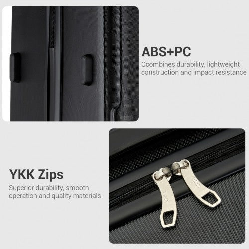 KSK2494 - Kono 20 Inch Cabin Size Minimalist Hard Shell ABS+PC Carry-On Suitcase with TSA Lock 360° Spinner Wheels - Black