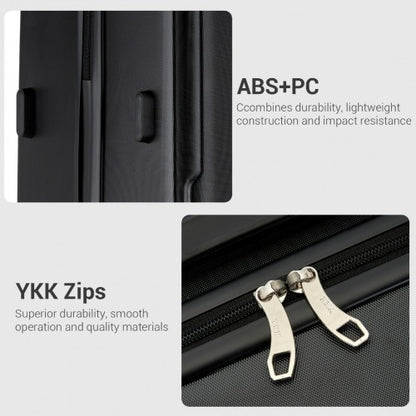 KSK2494 - Kono 20 Inch Cabin Size Minimalist Hard Shell ABS+PC Carry-On Suitcase with TSA Lock 360° Spinner Wheels - Black