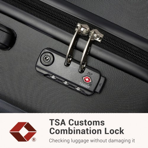KSK2494 - Kono 28 Inch Minimalist Hard Shell ABS+PC Check-In Suitcase with TSA Lock 360° Spinner Wheels - Black