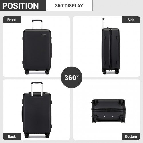 KSK2494 - Kono 28 Inch Minimalist Hard Shell ABS+PC Check-In Suitcase with TSA Lock 360° Spinner Wheels - Black