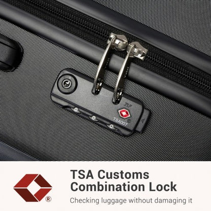 KSK2494 - Kono 3-Piece Minimalist Hard Shell ABS+PC Luggage Set with TSA Lock and 360° Spinner Wheels - Black