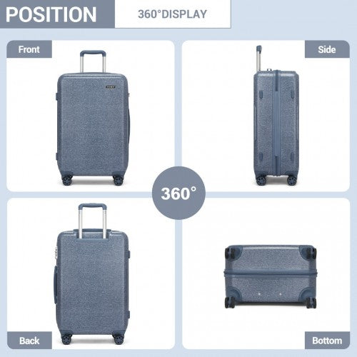 KSK2494 - Kono 20 Inch Cabin Size Minimalist Hard Shell ABS+PC Carry-On Suitcase with TSA Lock 360° Spinner Wheels - Denim Blue