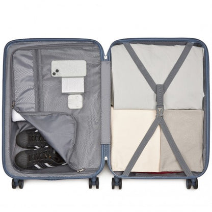 KSK2494 - Kono 24 Inch Minimalist Hard Shell ABS+PC Check-In Suitcase with TSA Lock 360° Spinner Wheels - Denim Blue