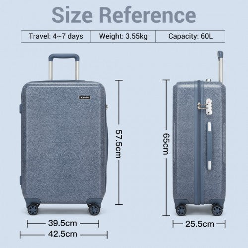 KSK2494 - Kono 24 Inch Minimalist Hard Shell ABS+PC Check-In Suitcase with TSA Lock 360° Spinner Wheels - Denim Blue