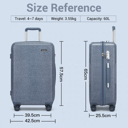 KSK2494 - Kono 24 Inch Minimalist Hard Shell ABS+PC Check-In Suitcase with TSA Lock 360° Spinner Wheels - Denim Blue