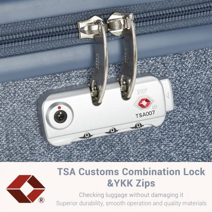 KSK2494 - Kono 24 Inch Minimalist Hard Shell ABS+PC Check-In Suitcase with TSA Lock 360° Spinner Wheels - Denim Blue