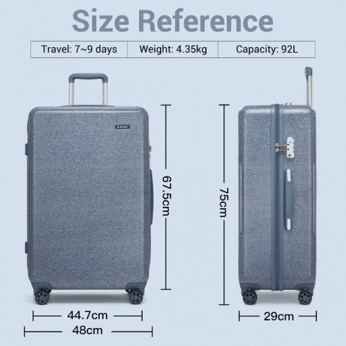 KSK2494 - Kono 28 Inch Minimalist Hard Shell ABS+PC Check-In Suitcase with TSA Lock 360° Spinner Wheels - Denim Blue