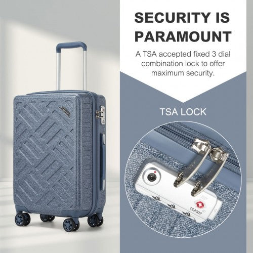 KSS2495 - Supercase 20 Inch Sleek Geometric Pattern Hard Shell ABS+PC Cabin Carry-On Suitcase with TSA Lock - Denim Blue
