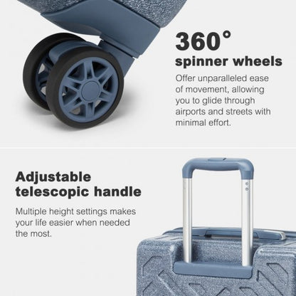 KSS2495 - Supercase 24 Inch Sleek Geometric Pattern Hard Shell ABS+PC Check-In Suitcase with TSA Lock for Effortless Travel - Denim Blue