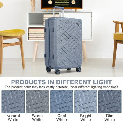 KSS2495 - Supercase 24 Inch Sleek Geometric Pattern Hard Shell ABS+PC Check-In Suitcase with TSA Lock for Effortless Travel - Denim Blue