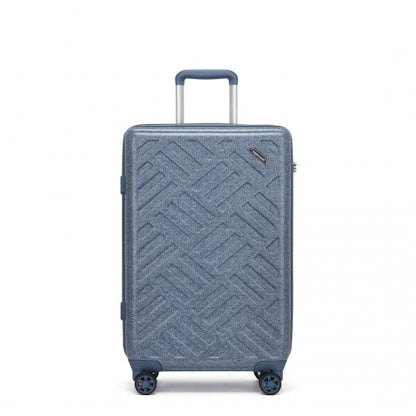 KSS2495 - Supercase 24 Inch Sleek Geometric Pattern Hard Shell ABS+PC Check-In Suitcase with TSA Lock for Effortless Travel - Denim Blue