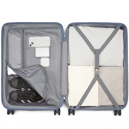 KSS2495 - Supercase 24 Inch Sleek Geometric Pattern Hard Shell ABS+PC Check-In Suitcase with TSA Lock for Effortless Travel - Denim Blue