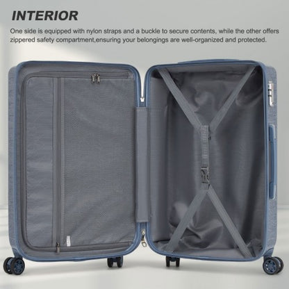 KSS2495 - Supercase 24 Inch Sleek Geometric Pattern Hard Shell ABS+PC Check-In Suitcase with TSA Lock for Effortless Travel - Denim Blue