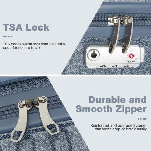 KSS2495 - Supercase 24 Inch Sleek Geometric Pattern Hard Shell ABS+PC Check-In Suitcase with TSA Lock for Effortless Travel - Denim Blue