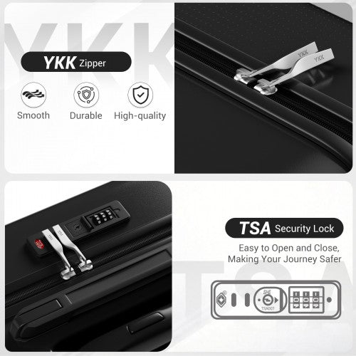 KSK2583 - Kono Premium ABS+PC 28 Inch Hard Shell Large Travel Suitcase for Long Haul Travel with TSA Lock - Black