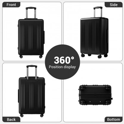 KSK2583 - Kono Premium ABS+PC 24 Inch Hard Shell Medium Check-In Luggage with TSA Lock & 360° Silent Spinner Wheels - Black