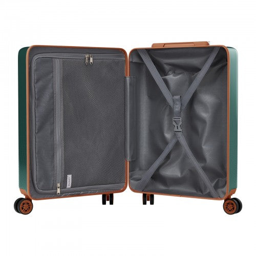 KSK2583 - Kono Premium ABS+PC 20 Inch Hard Shell Cabin Suitcase with TSA Lock and Smooth 360° Silent Spinner Wheels - Green and Brown