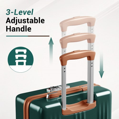 KSK2583 - Kono Premium ABS+PC 28 Inch Hard Shell Large Travel Suitcase for Long Haul Travel with TSA Lock - Green and Brown