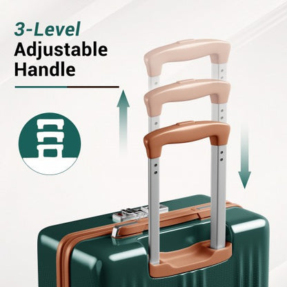 KSK2583 - Kono Premium ABS+PC 28 Inch Hard Shell Large Travel Suitcase for Long Haul Travel with TSA Lock - Green and Brown