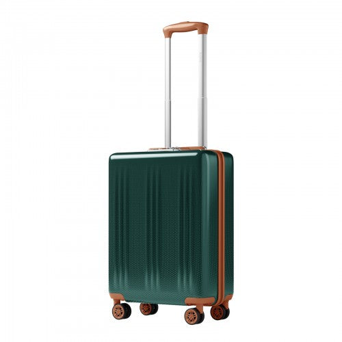 KSK2583 - Kono Premium ABS+PC 20 Inch Hard Shell Cabin Suitcase with TSA Lock and Smooth 360° Silent Spinner Wheels - Green and Brown