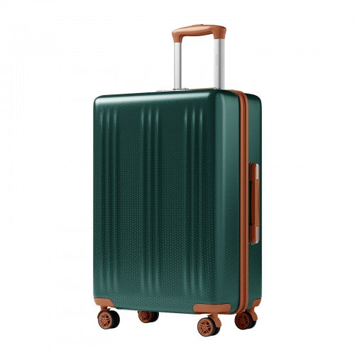 KSK2583 - Kono Premium ABS+PC 28 Inch Hard Shell Large Travel Suitcase for Long Haul Travel with TSA Lock - Green and Brown