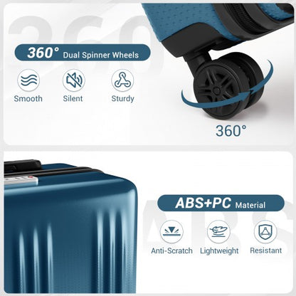 KSK2583 - Kono Premium ABS+PC 24 Inch Hard Shell Medium Check-In Luggage with TSA Lock & 360° Silent Spinner Wheels - Navy