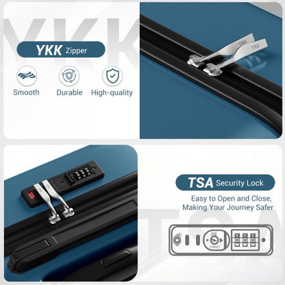 KSK2583 - Kono Premium ABS+PC 24 Inch Hard Shell Medium Check-In Luggage with TSA Lock & 360° Silent Spinner Wheels - Navy
