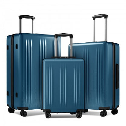 KSK2583 - Kono Premium ABS+PC 3-Piece Hard Shell Luggage Set with TSA Lock & 360° Silent Spinner Wheels - Navy