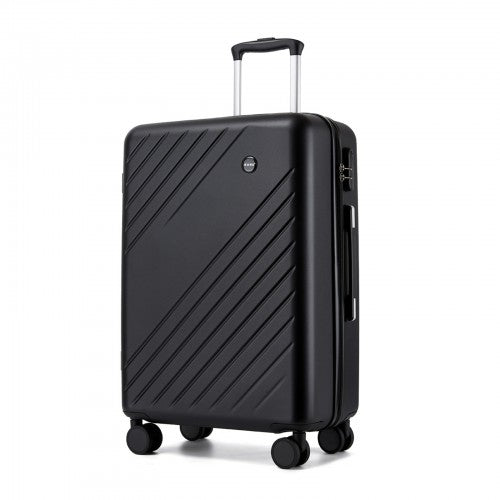 KSK2585 - Kono ABS+PC Hard Shell 3 Piece Luggage Set (20/24/28 Inch) with Diagonal Strap, Silent Wheels & Complete Travel Solution - Black