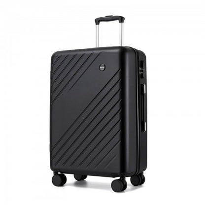 KSK2585 - Kono ABS+PC Hard Shell 3 Piece Luggage Set (20/24/28 Inch) with Diagonal Strap, Silent Wheels & Complete Travel Solution - Black