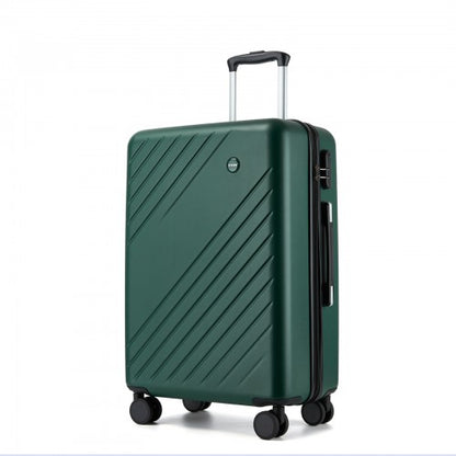 KSK2585 - Kono ABS+PC Hard Shell 3 Piece Luggage Set (20/24/28 Inch) with Diagonal Strap, Silent Wheels & Complete Travel Solution - Green