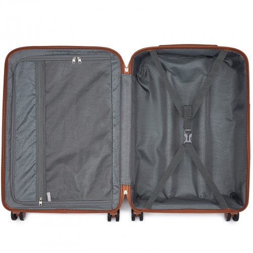 KSK2591 - Kono 24-Inch PP Modern Scratch-Resistant Medium Suitcase with TSA Lock & Stylish Brown Accents - Green and Brown