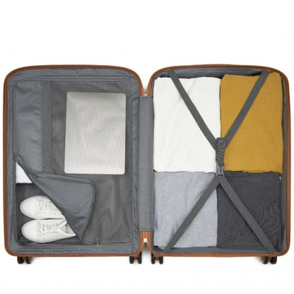 KSK2591 - Kono 28-Inch PP Modern Scratch-Resistant Large Suitcase with TSA Lock & Stylish Brown Accents - Navy and Brown