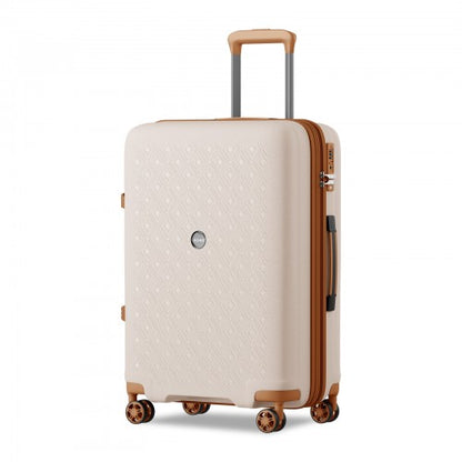 KSK2594 - Kono PP 24-inch Hard Shell Expandable Luggage–Lightweight Suitcase with TSA Lock & Built-in Cup Holder - Beige and Brown