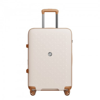 KSK2594 - Kono PP 20/24/28inch Hard Shell Expandable Luggage–Lightweight Suitcase with TSA Lock & Built-in Cup Holder - Beige and Brown