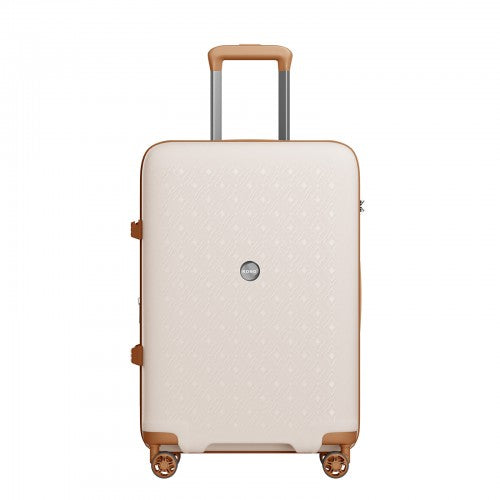 KSK2594 - Kono PP 24-inch Hard Shell Expandable Luggage–Lightweight Suitcase with TSA Lock & Built-in Cup Holder - Beige and Brown