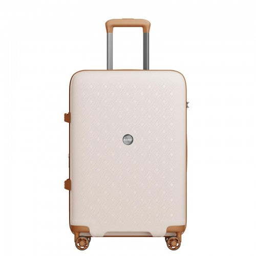 KSK2594 - Kono PP 28-inch Hard Shell Expandable Luggage–Lightweight Suitcase with TSA Lock & Built-in Cup Holder - Beige and Brown