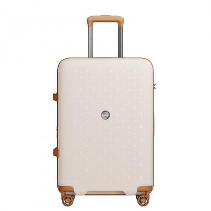 KSK2594 - Kono PP 28-inch Hard Shell Expandable Luggage–Lightweight Suitcase with TSA Lock & Built-in Cup Holder - Beige and Brown
