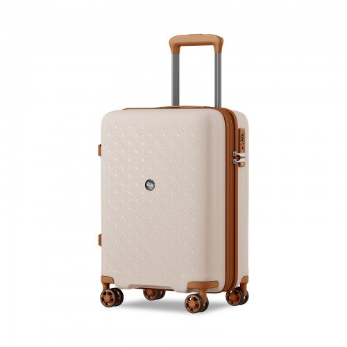 KSK2594 - Kono PP 20-inch Hard Shell Expandable Luggage-Lightweight Suitcase with TSA Lock & Built-in Cup Holder - Beige and Brown