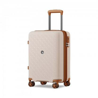 KSK2594 - Kono PP 20-inch Hard Shell Expandable Luggage-Lightweight Suitcase with TSA Lock & Built-in Cup Holder - Beige and Brown