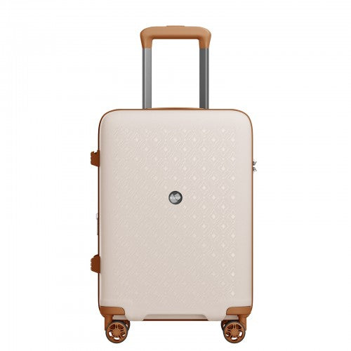 KSK2594 - Kono PP 20-inch Hard Shell Expandable Luggage-Lightweight Suitcase with TSA Lock & Built-in Cup Holder - Beige and Brown