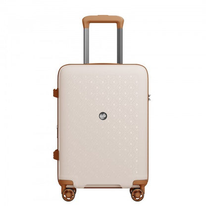 KSK2594 - Kono PP 20-inch Hard Shell Expandable Luggage-Lightweight Suitcase with TSA Lock & Built-in Cup Holder - Beige and Brown