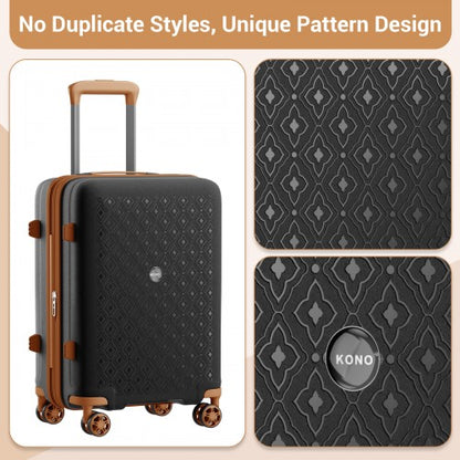 KSK2594 - Kono PP 20-inch Hard Shell Expandable Luggage-Lightweight Suitcase with TSA Lock & Built-in Cup Holder - Black and Brown
