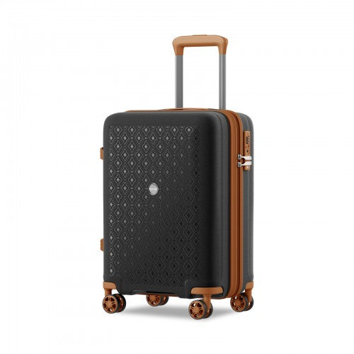 KSK2594 - Kono PP 20-inch Hard Shell Expandable Luggage-Lightweight Suitcase with TSA Lock & Built-in Cup Holder - Black and Brown