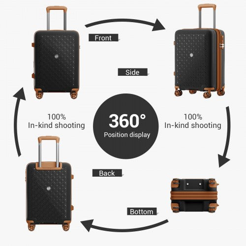 KSK2594 - Kono PP 20-inch Hard Shell Expandable Luggage-Lightweight Suitcase with TSA Lock & Built-in Cup Holder - Black and Brown