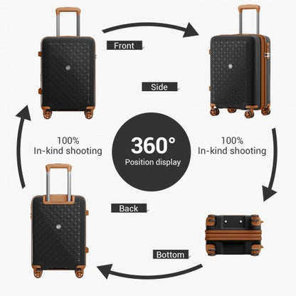 KSK2594 - Kono PP 20-inch Hard Shell Expandable Luggage-Lightweight Suitcase with TSA Lock & Built-in Cup Holder - Black and Brown