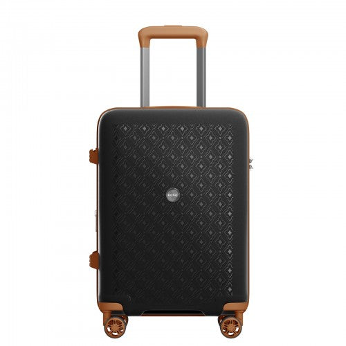 KSK2594 - Kono PP 20-inch Hard Shell Expandable Luggage-Lightweight Suitcase with TSA Lock & Built-in Cup Holder - Black and Brown