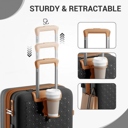 KSK2594 - Kono PP 20/24/28inch Hard Shell Expandable Luggage–Lightweight Suitcase with TSA Lock & Built-in Cup Holder - Black and Brown
