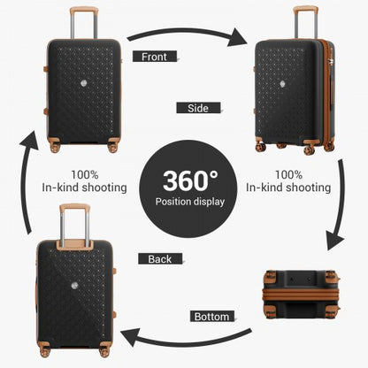 KSK2594 - Kono PP 28-inch Hard Shell Expandable Luggage–Lightweight Suitcase with TSA Lock & Built-in Cup Holder - Black and Brown